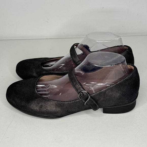 Dansko Shoes Womens Size 40 Black Metallic Leather Mary Jane Low Heel Comfort - Picture 3 of 8